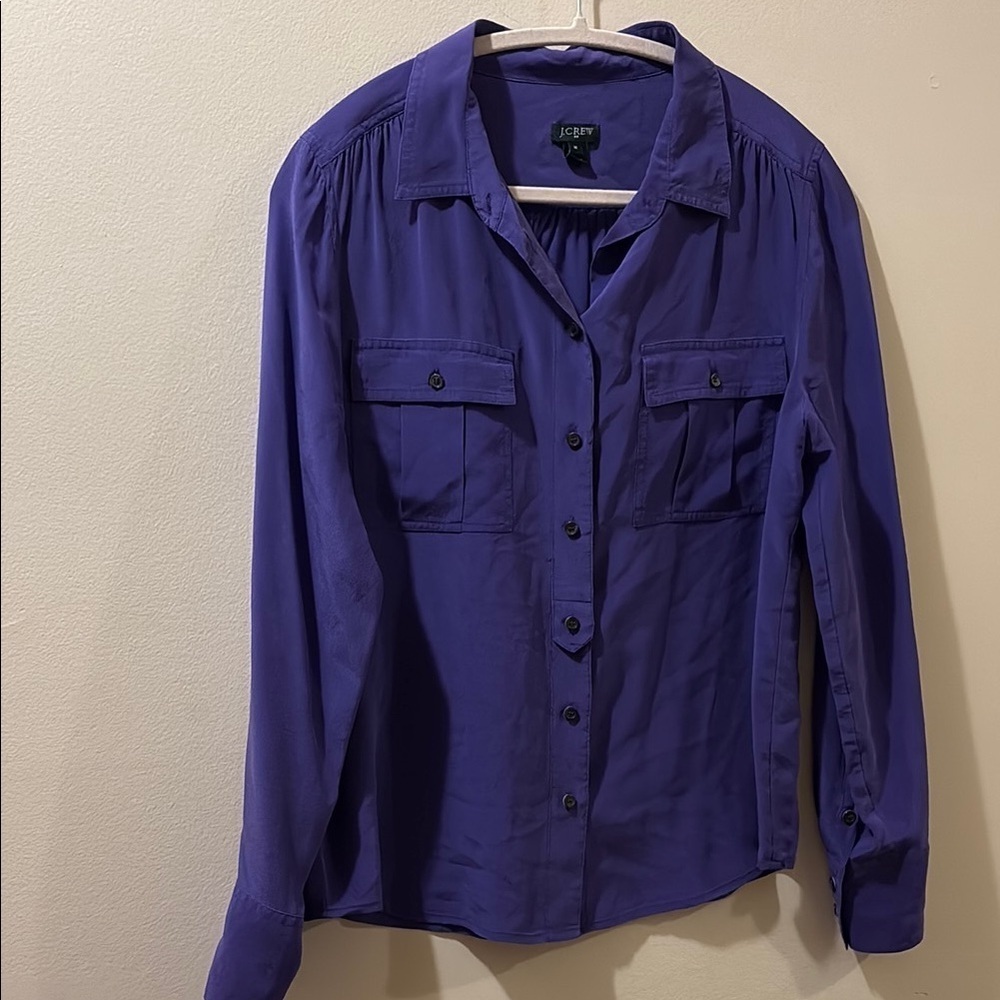 J. Crew women’s medium Purple Button-Up Shirt - 100% silk - great condition